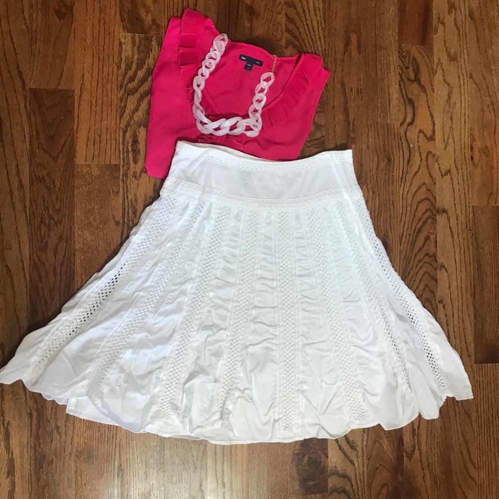 White Eyelet A-line Skirt